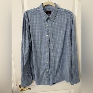 UNTUCKit Blue White Plaid Long Sleeve Shirt Regular Fit L